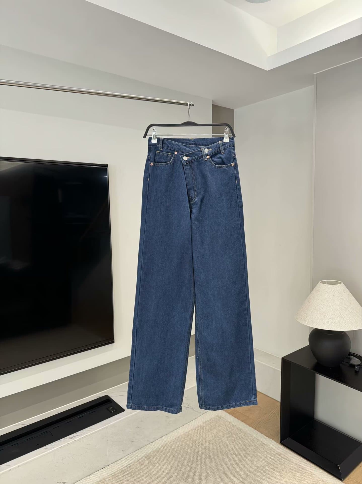 Pantalones de pierna ancha doble botonadura estilo casual