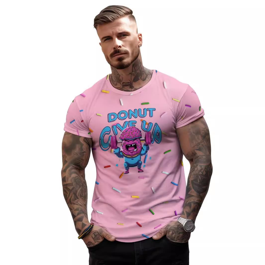Camiseta manga corta 3D dona holgada para hombre