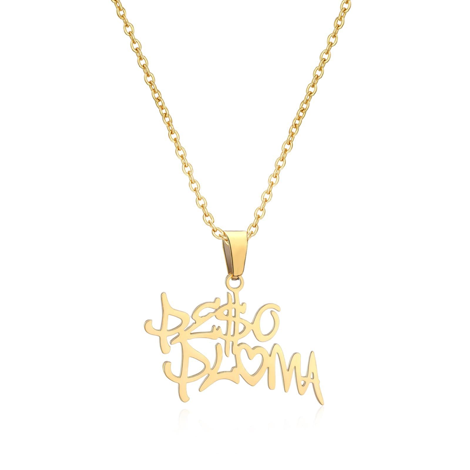 Collar de acero inoxidable con nombres en inglés