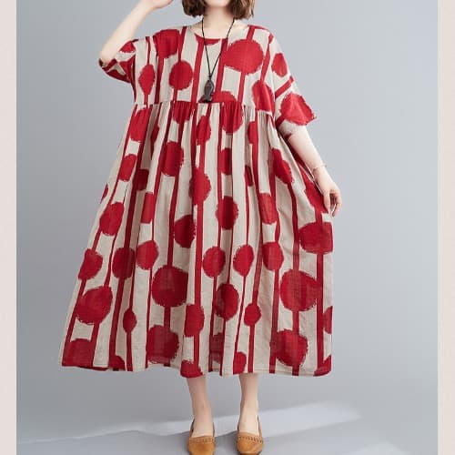 Vestido estampado manga corta talla grande