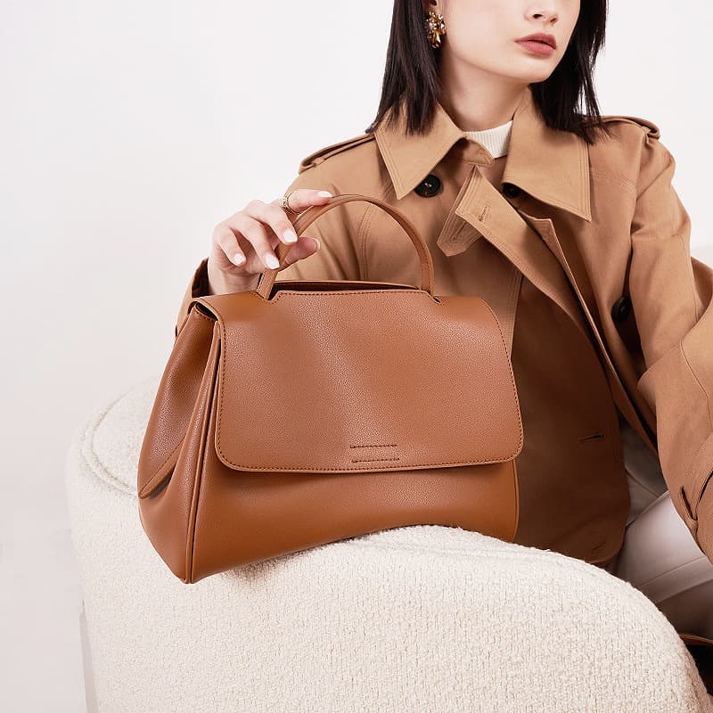 Bolsa de cuero bandolera para mujer de dos capas