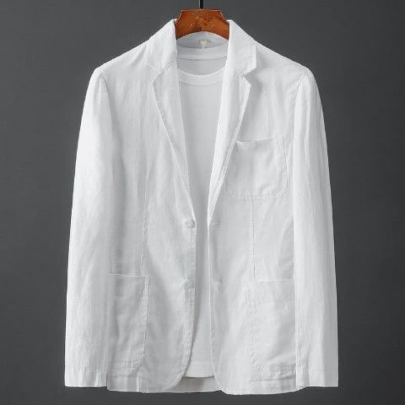 Chaqueta de lino color liso slim fit para hombre