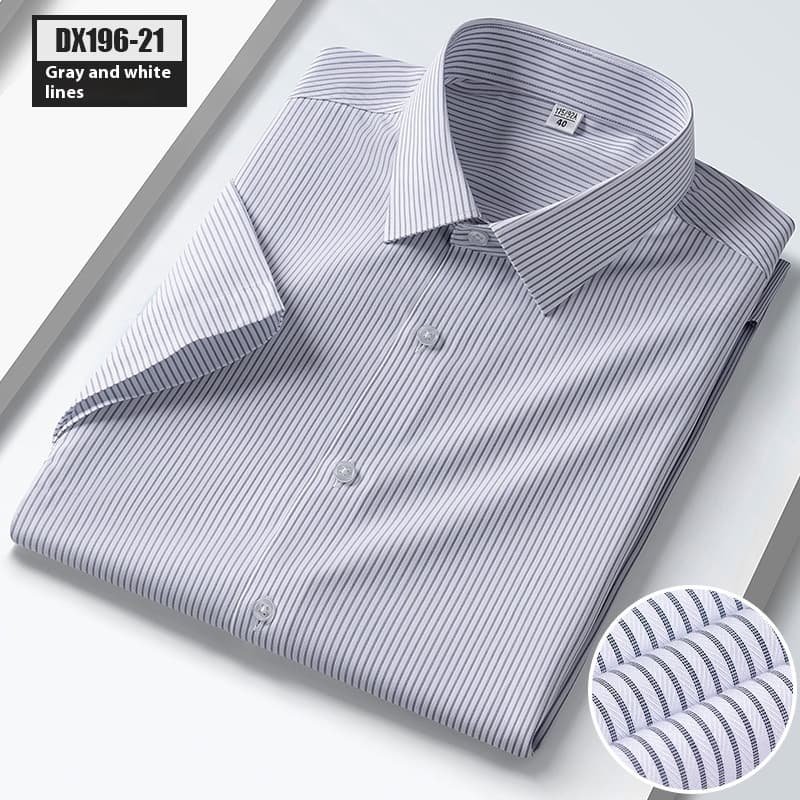 Camisa seda mulberry a rayas manga corta para hombre