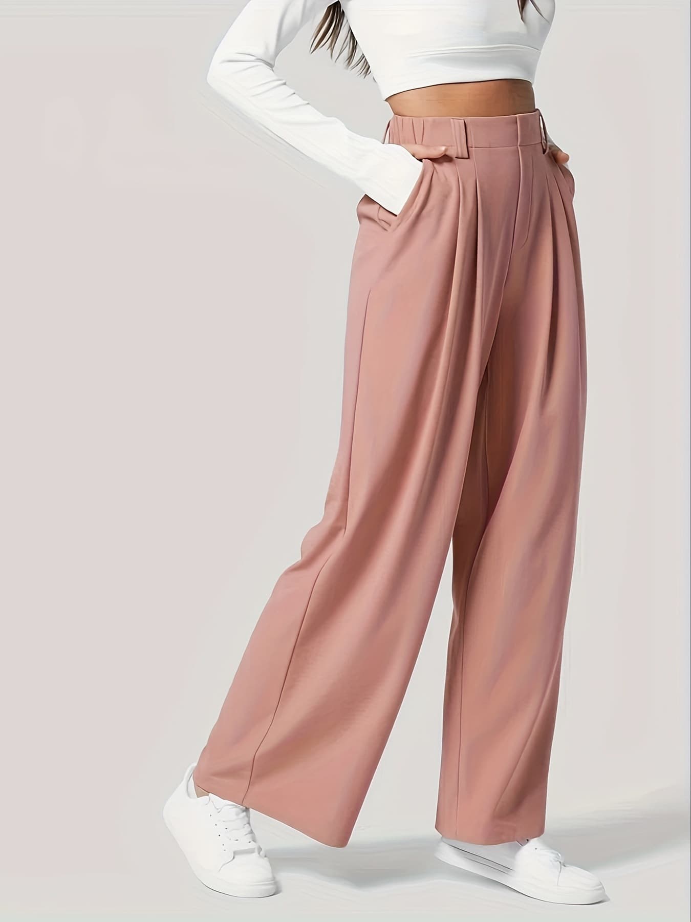 Pantalones casuales con textura waffle y bolsillos laterales
