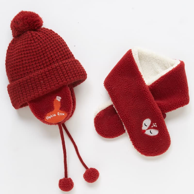 Conjunto infantil de gorro fleece y bufanda caliente