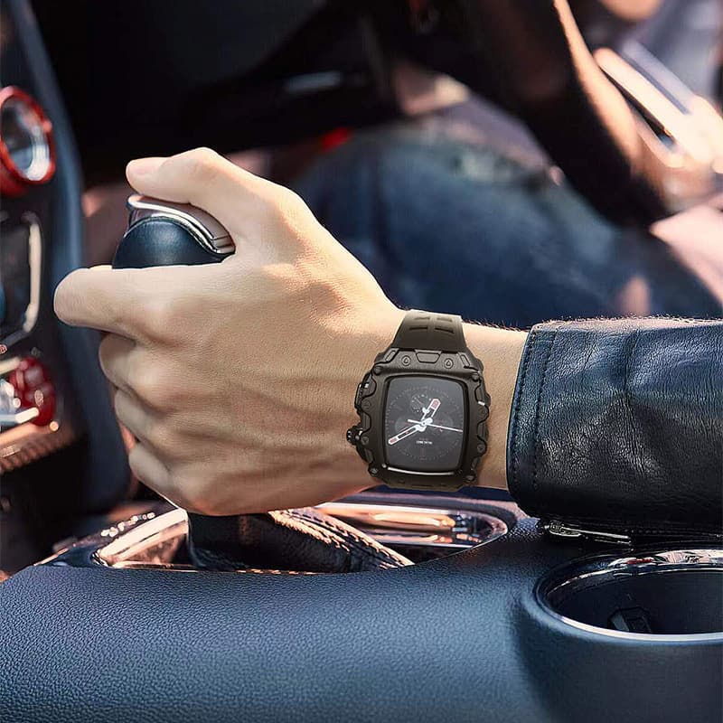 Funda de reloj metálica con cristal templado para Apple Watch