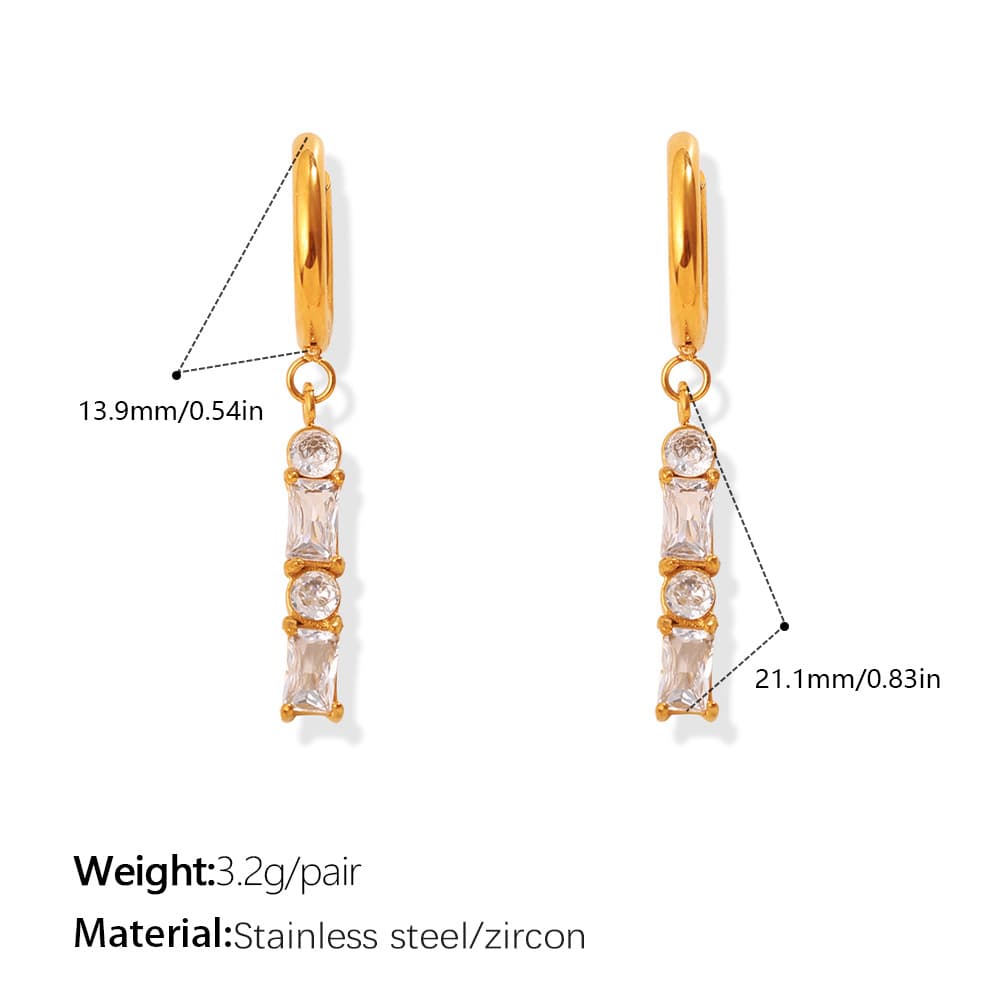 Aretes colgantes de circón incrustado, diseño geométrico elegante