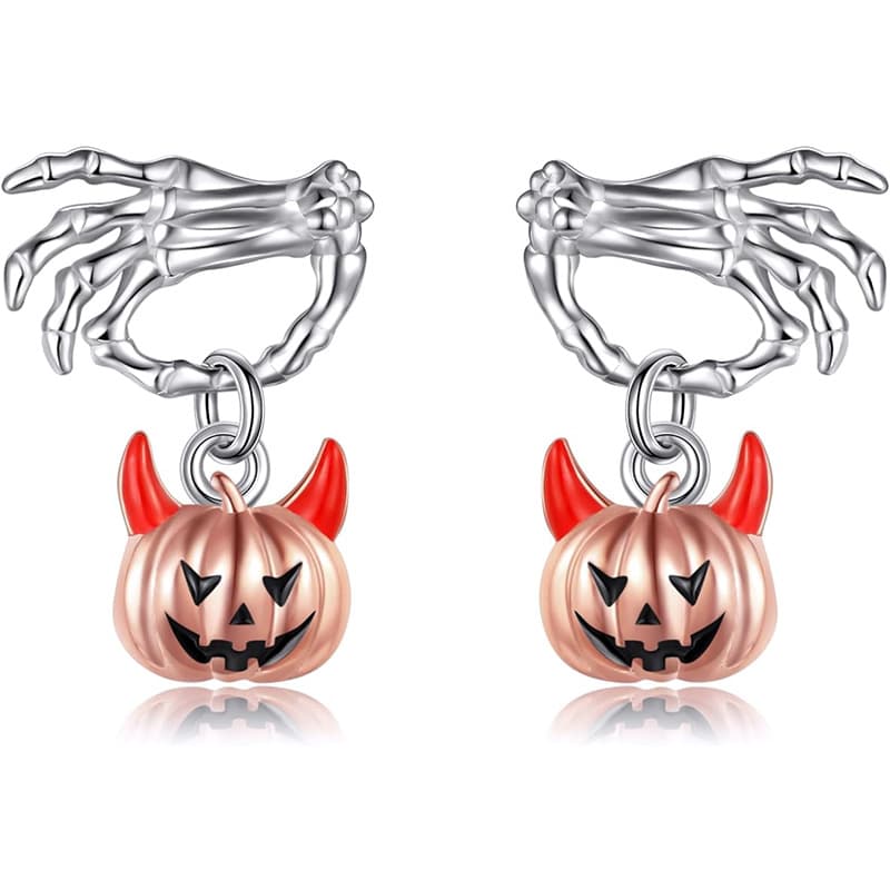 Aretes temáticos de Halloween con fantasma y calabaza