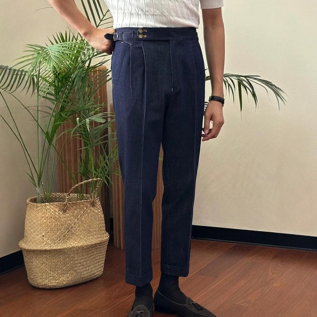 Pantalones de mezclilla retro con cintura alta