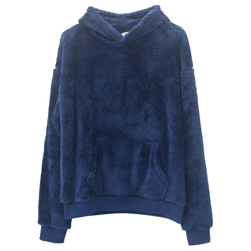 Sudadera con capucha terciopelo doble y bolsillos