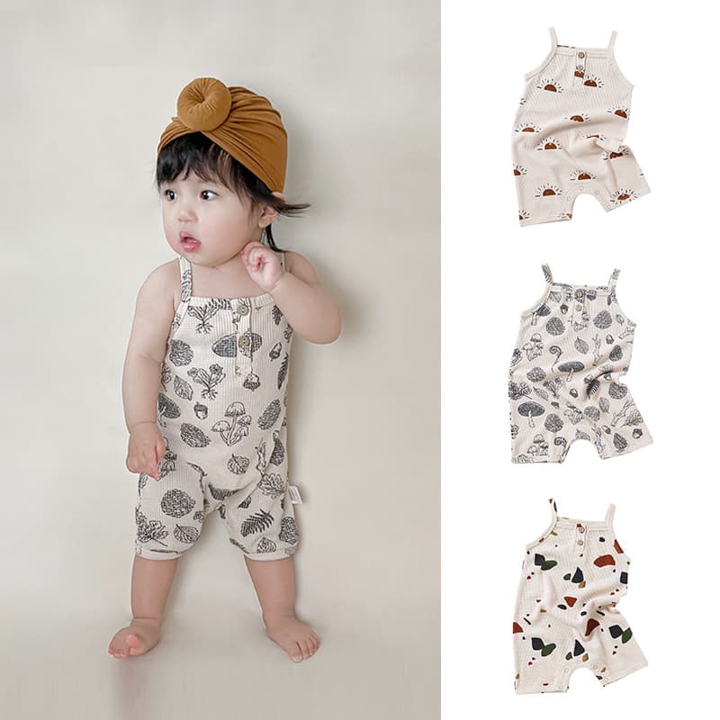 Jumpsuit bebé sin mangas transpirable, tela waffle