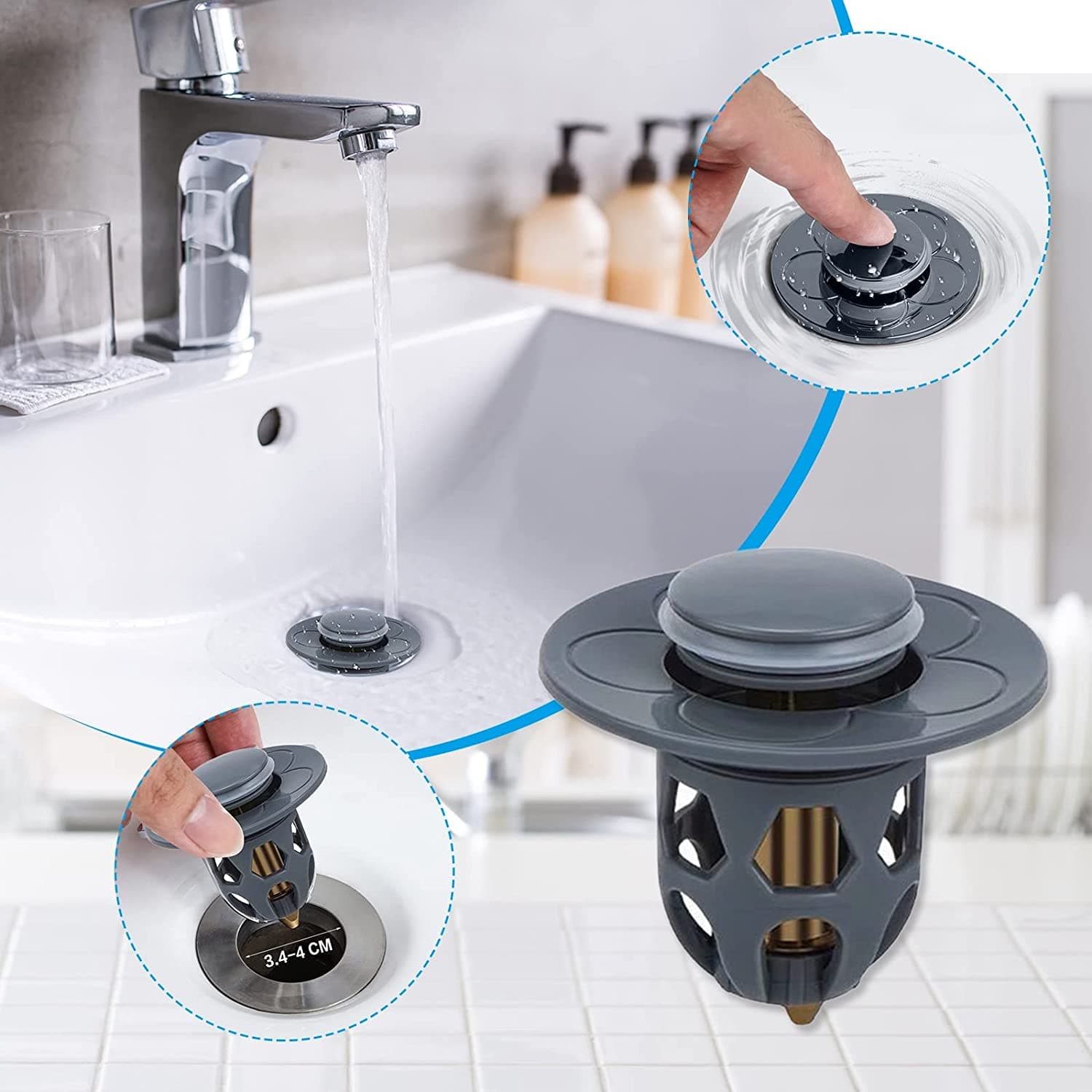 Tapón desagüe de baño con núcleo rebotador a prueba de fugas