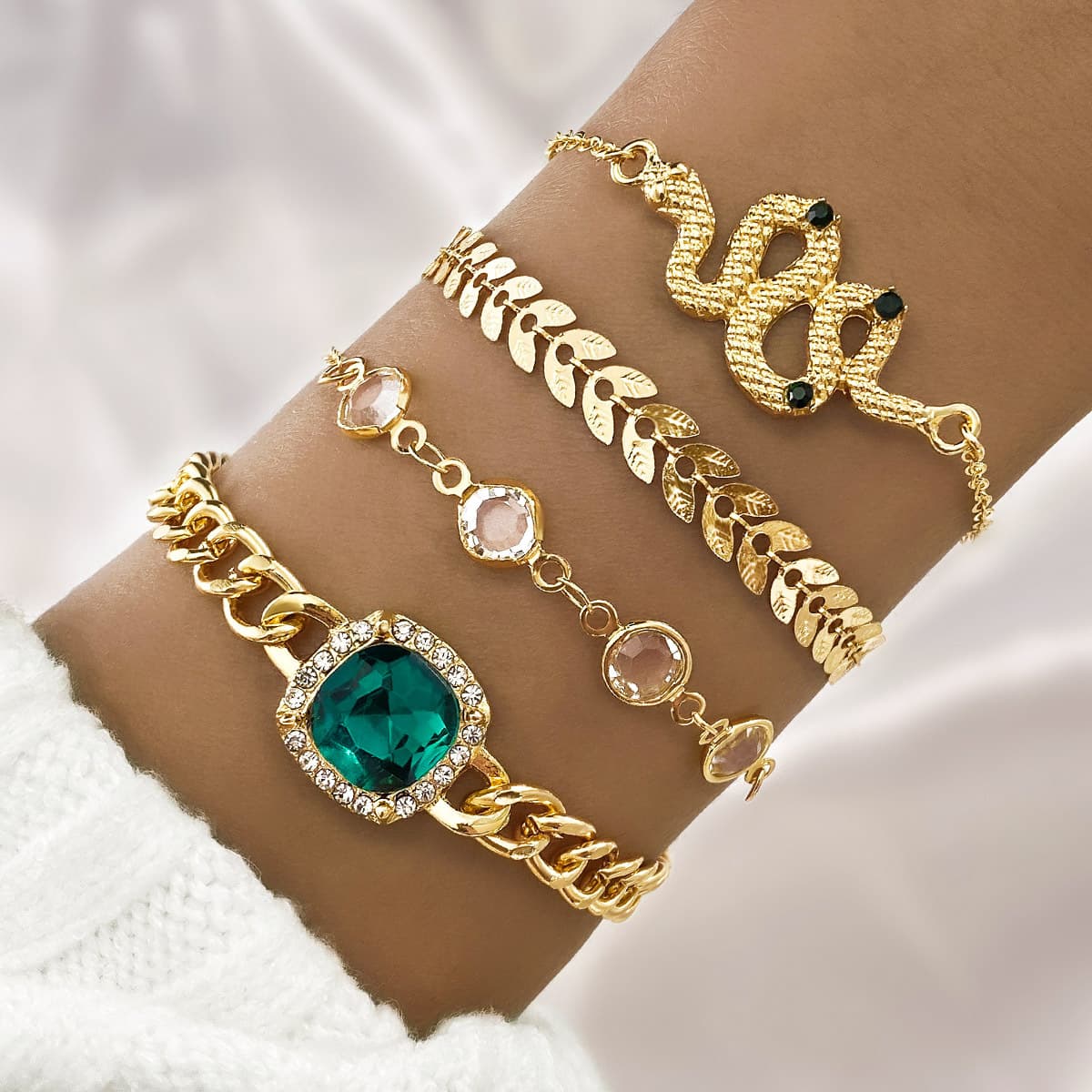 Pulsera esmeralda diamante forma serpiente