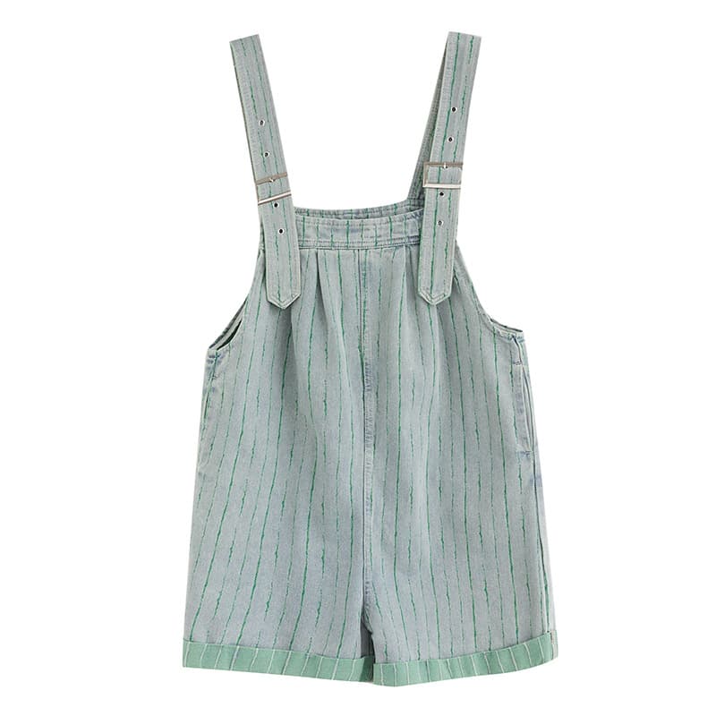 Shorts de mezclilla a rayas tipo overall
