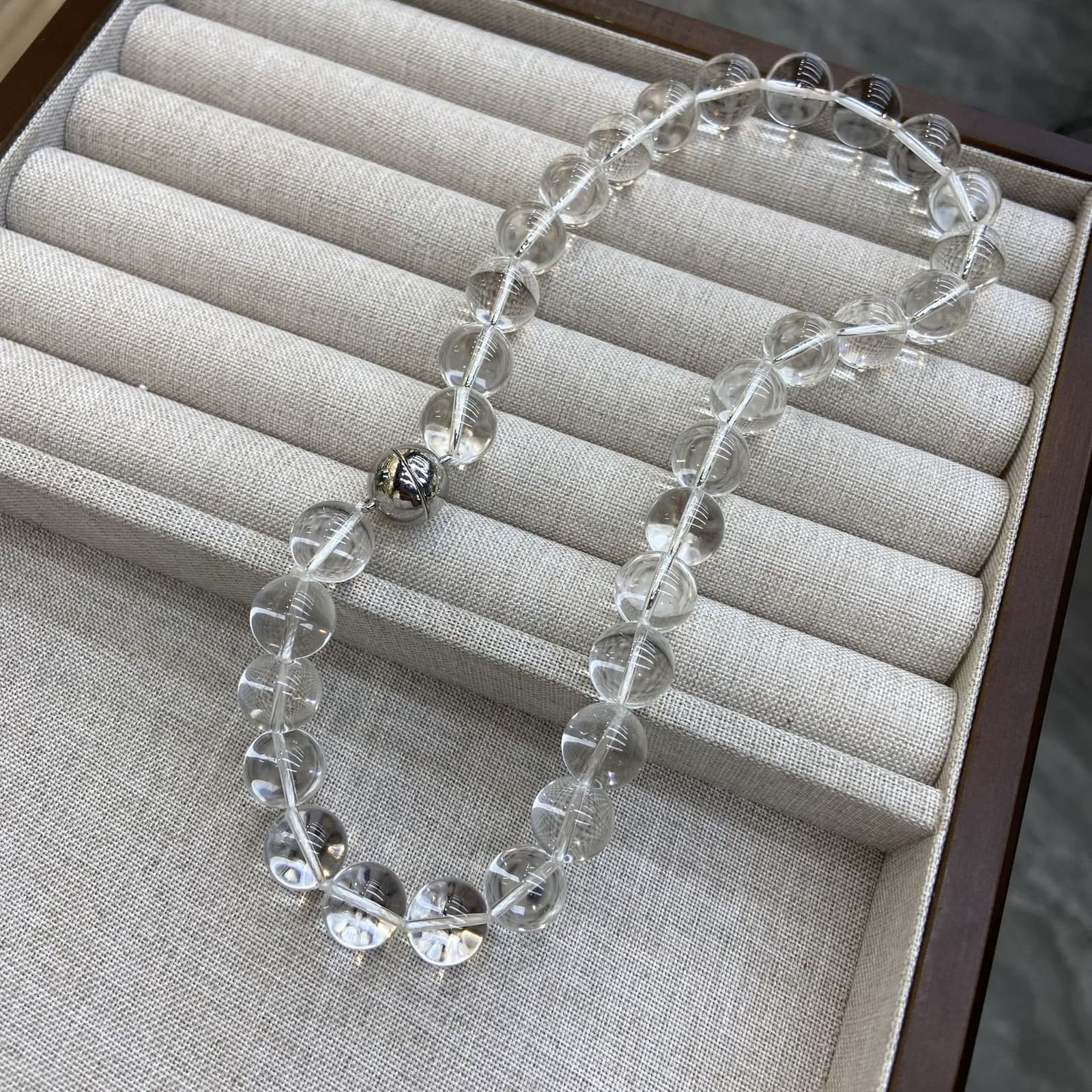 Collar y pulsera de cristal con perlas 12mm