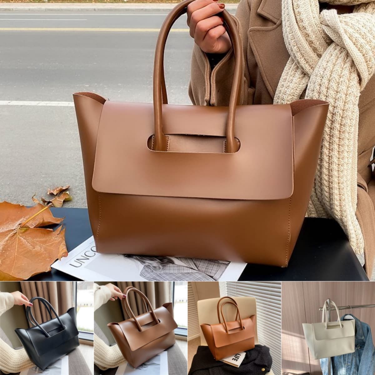 Bolso de hombro con gran capacidad, estilo retro simple