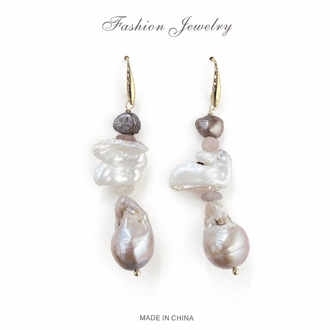 Aretes de gancho de perlas barrocas vintage