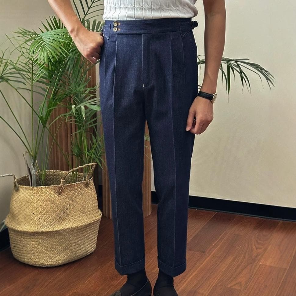 Pantalones de mezclilla retro con cintura alta