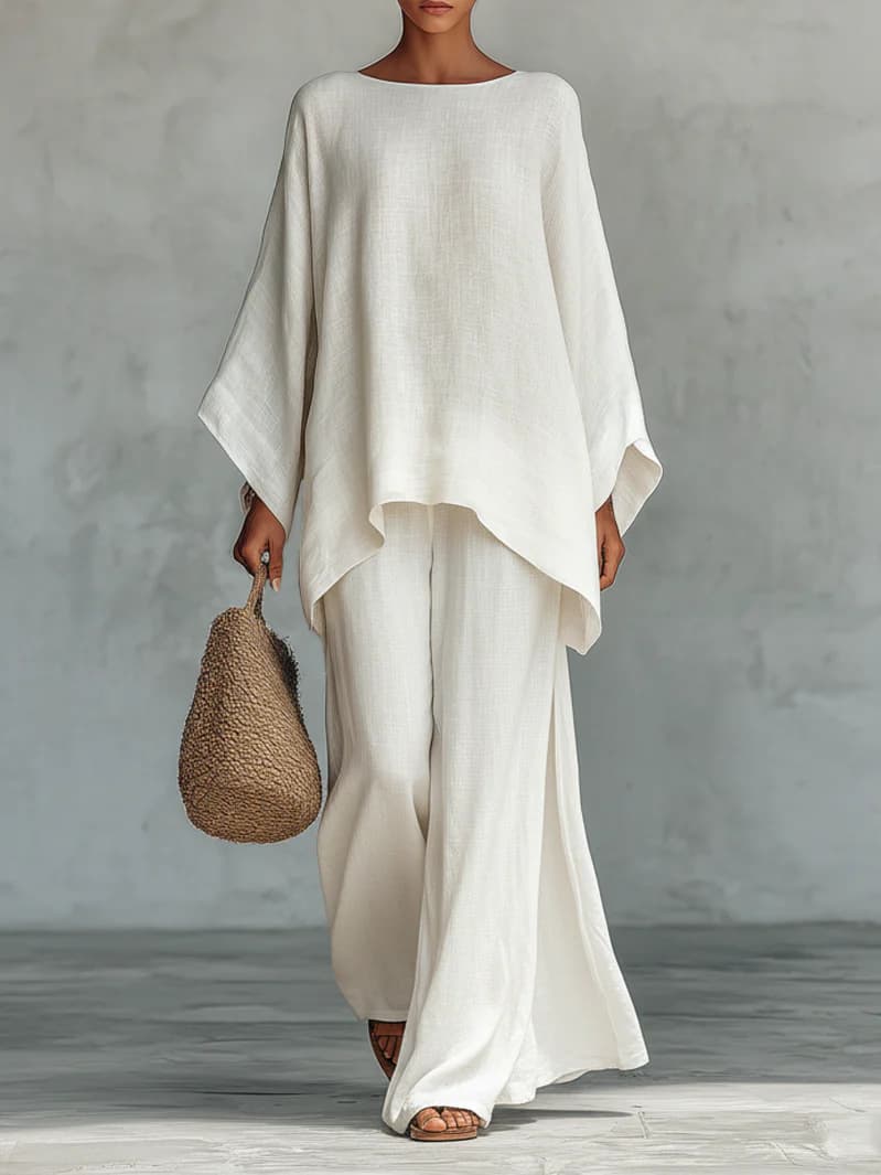 Conjunto de dos piezas con pantalón ancho y blusa suelta