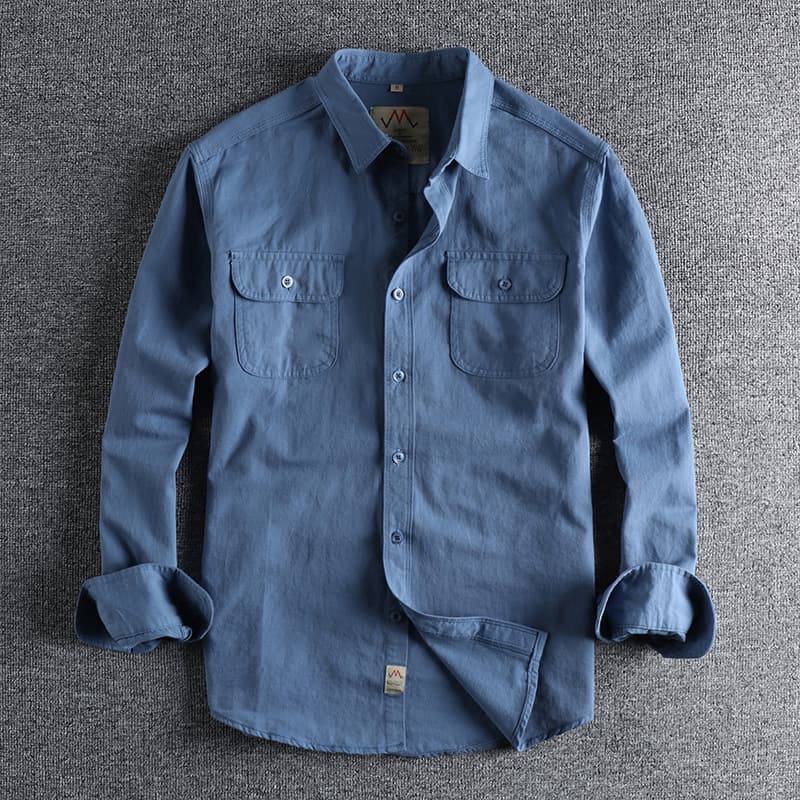 Camisa manga larga retro británica color sólido