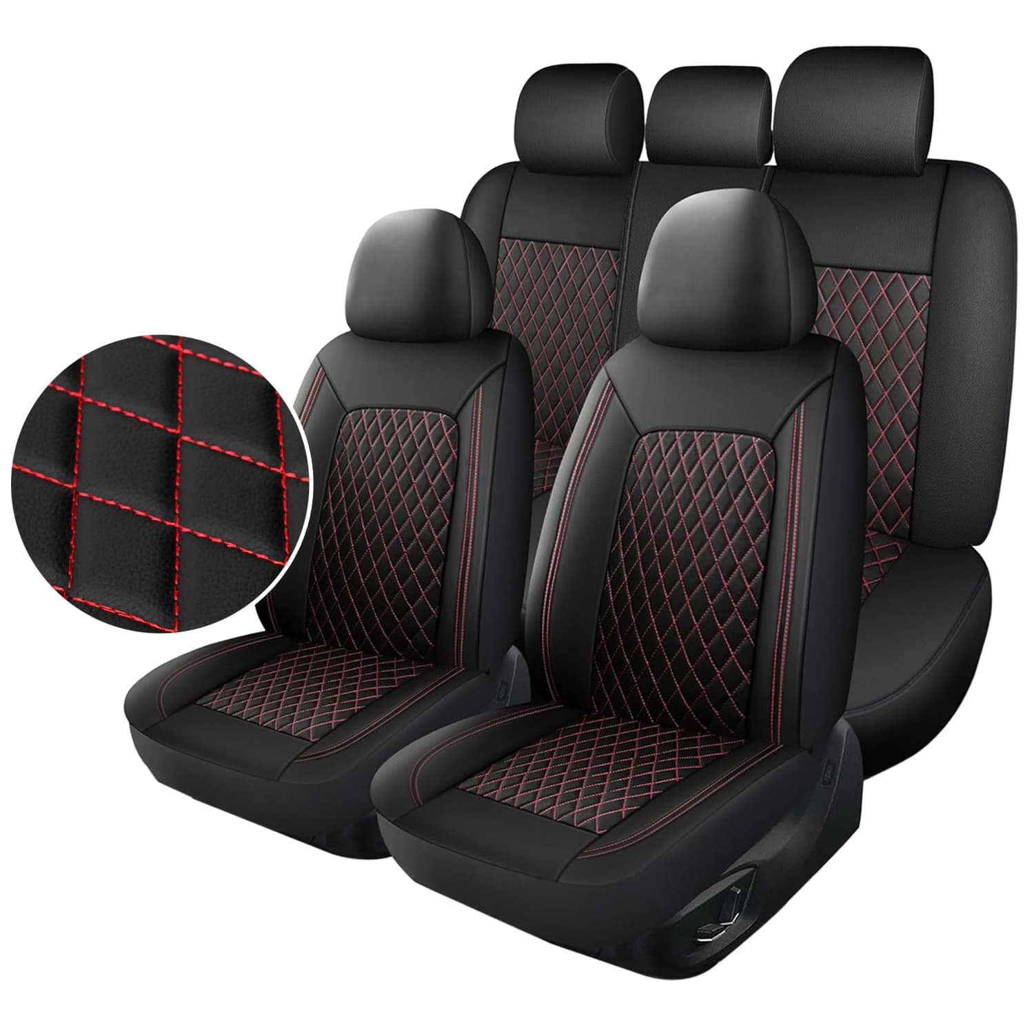 Funda para asientos de auto 5 piezas, patrón diamante, diseño acolchado