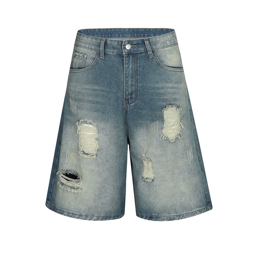 Pantalones cortos denim desgastados para hombre