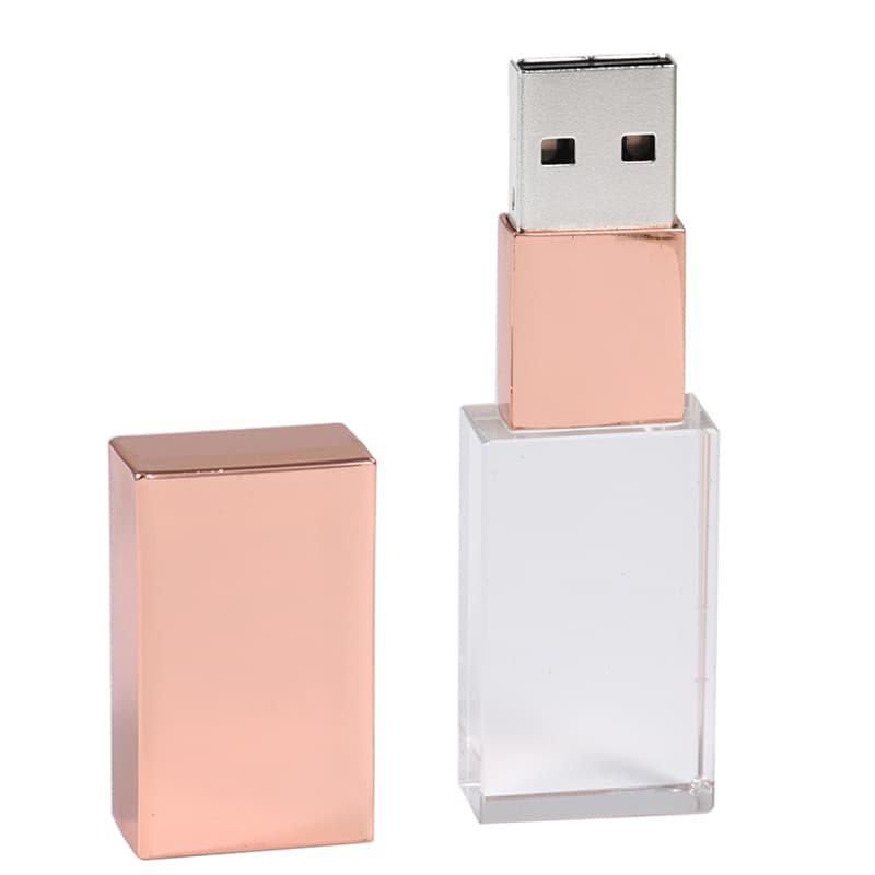 Unidad flash USB con cuerpo de cristal transparente