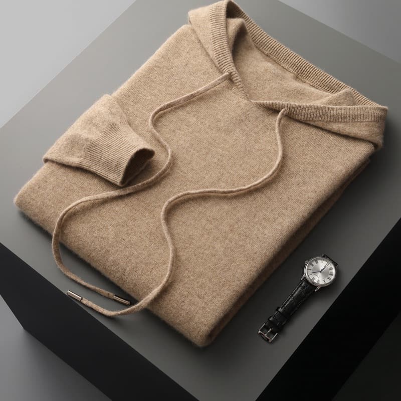 Suéter tejido suelto con capucha para hombre