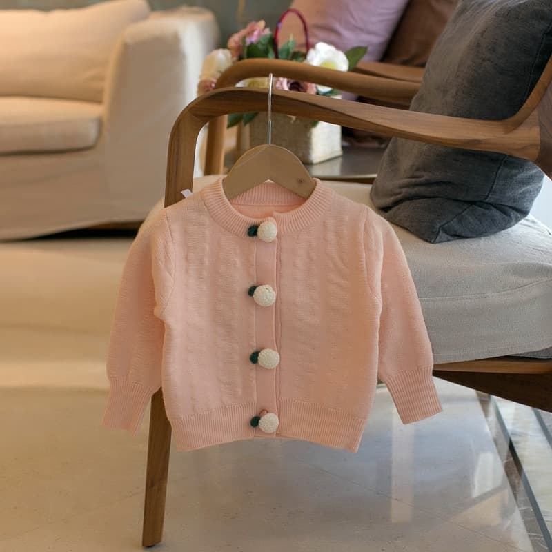 Cardigan de niña con cuello redondo, colores sólidos