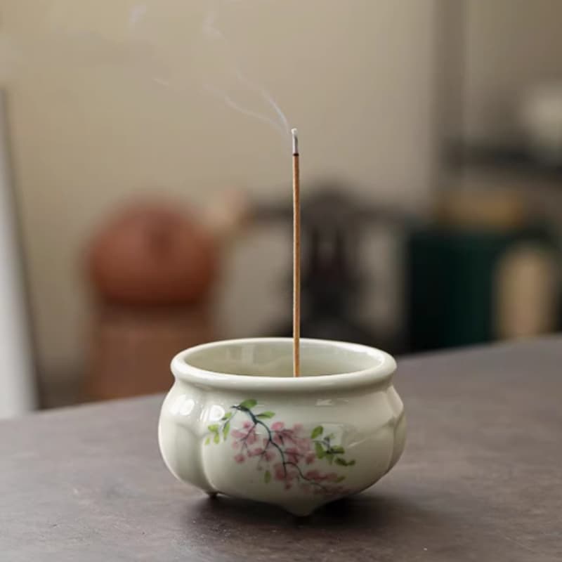Quemador de incienso de cerámica para mesa de té