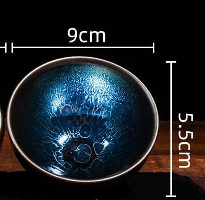 Taza de cerámica para té con loto azul vidriado