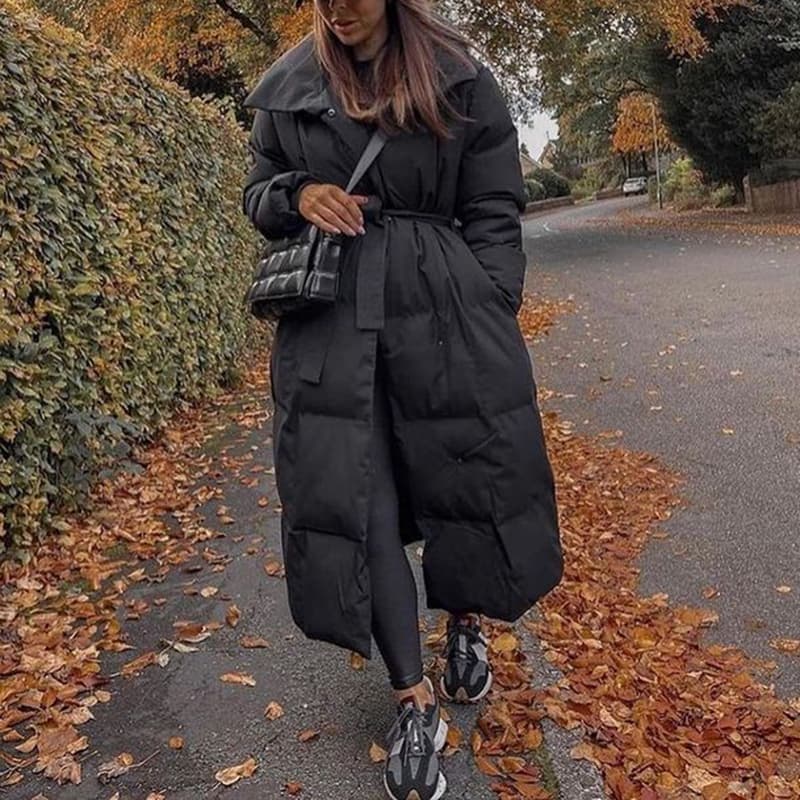 Parka gruesa suelta para mujer con botones