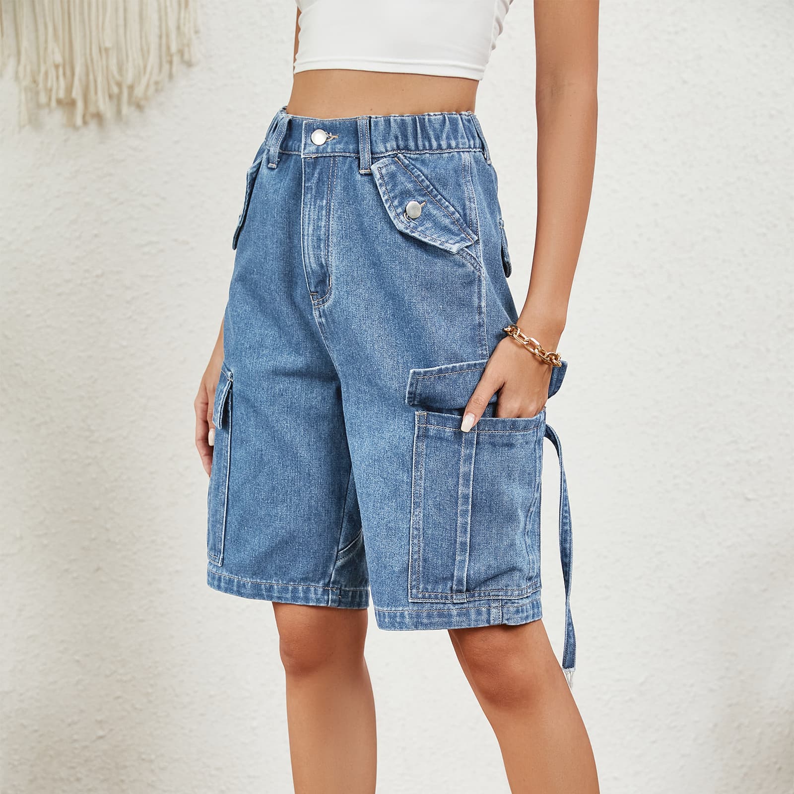 Pantalones cortos vaqueros con acabado lavado