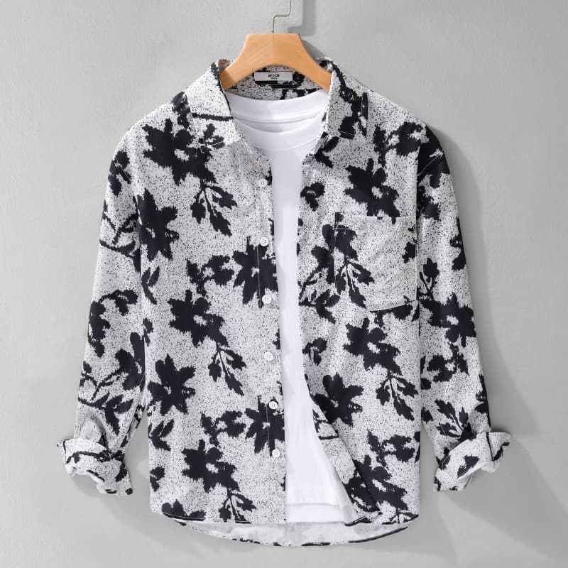 Camisa minimalista estampada de manga larga