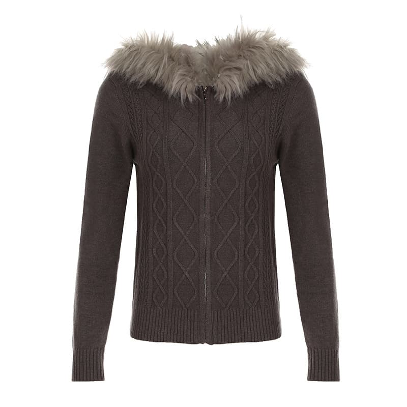 Cardigan retro con cremallera, ajuste slim