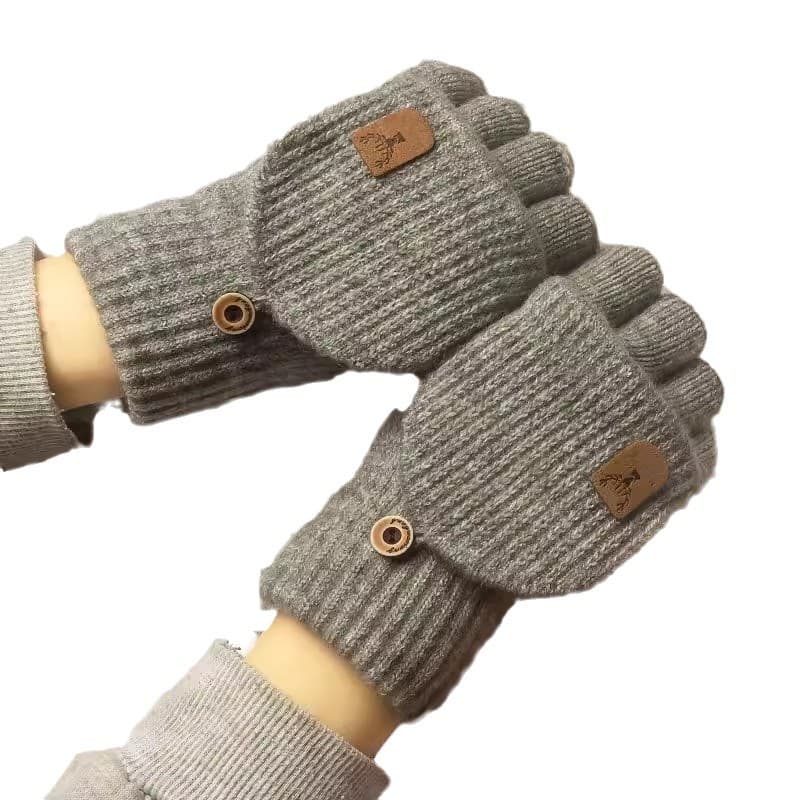 Guantes lana media dedo invierno antideslizante