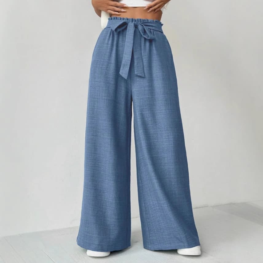 Pantalones sueltos de cintura alta con cordón ajustable