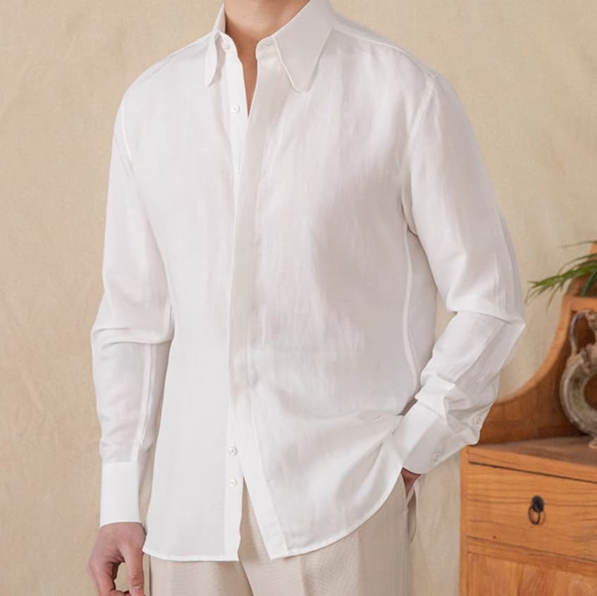 Camisa lyocell y lino transpirable de manga larga
