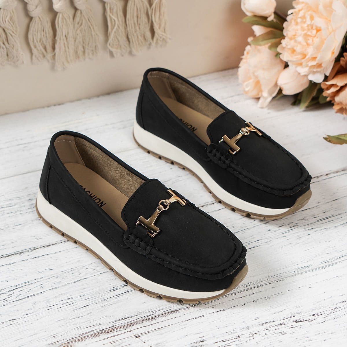 Mocasines para mujer sin deslizamiento con suela suave