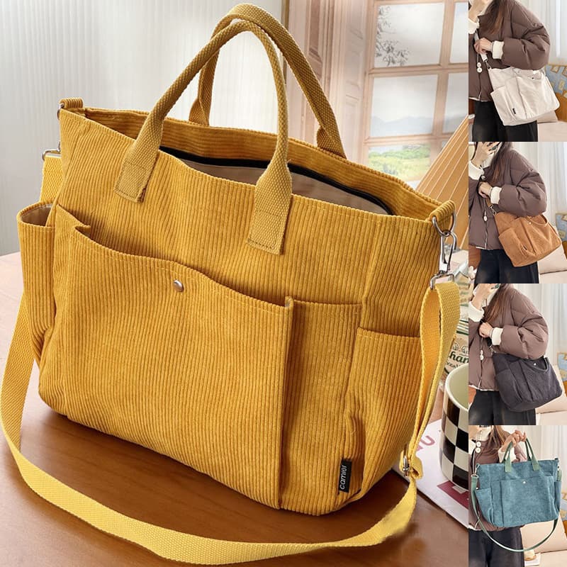 Bolsa de hombro de pana gruesa para uso diario
