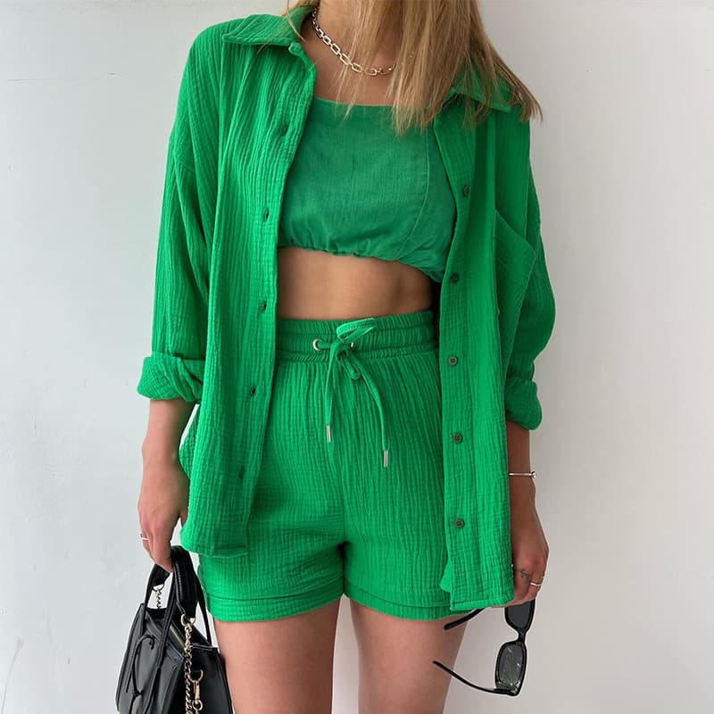 Conjunto de 2 piezas: camisa de textura con shorts