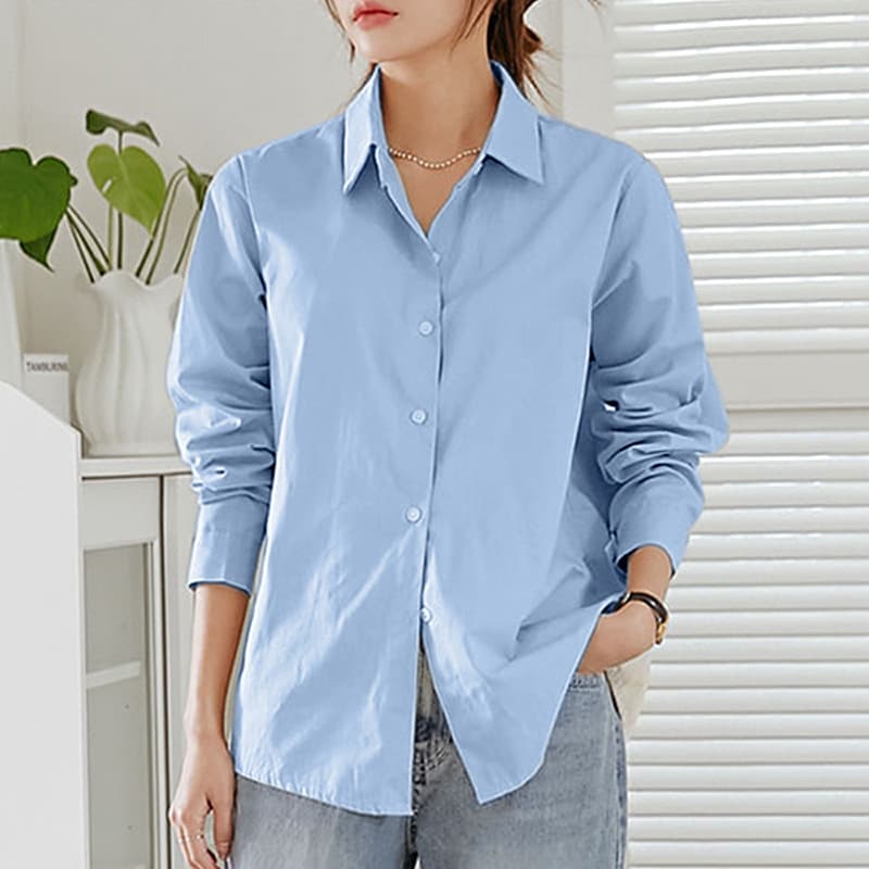 Blusa elegante de manga larga estilo francés de algodón puro