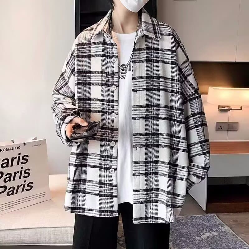 Camisa de manga larga a cuadros para hombre