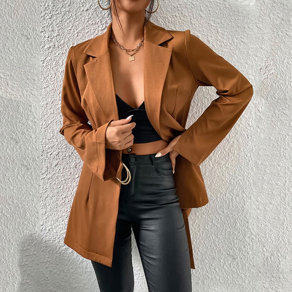 Chaqueta cardigan ajustada con solapa para mujer