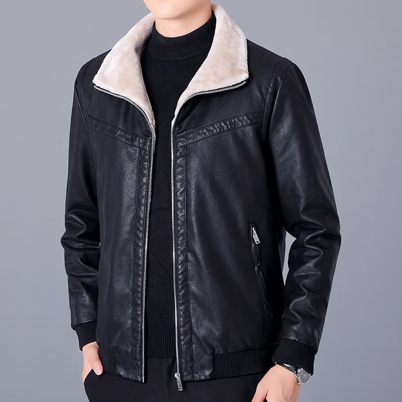 Chaqueta corta de cuero para hombre estilo americano