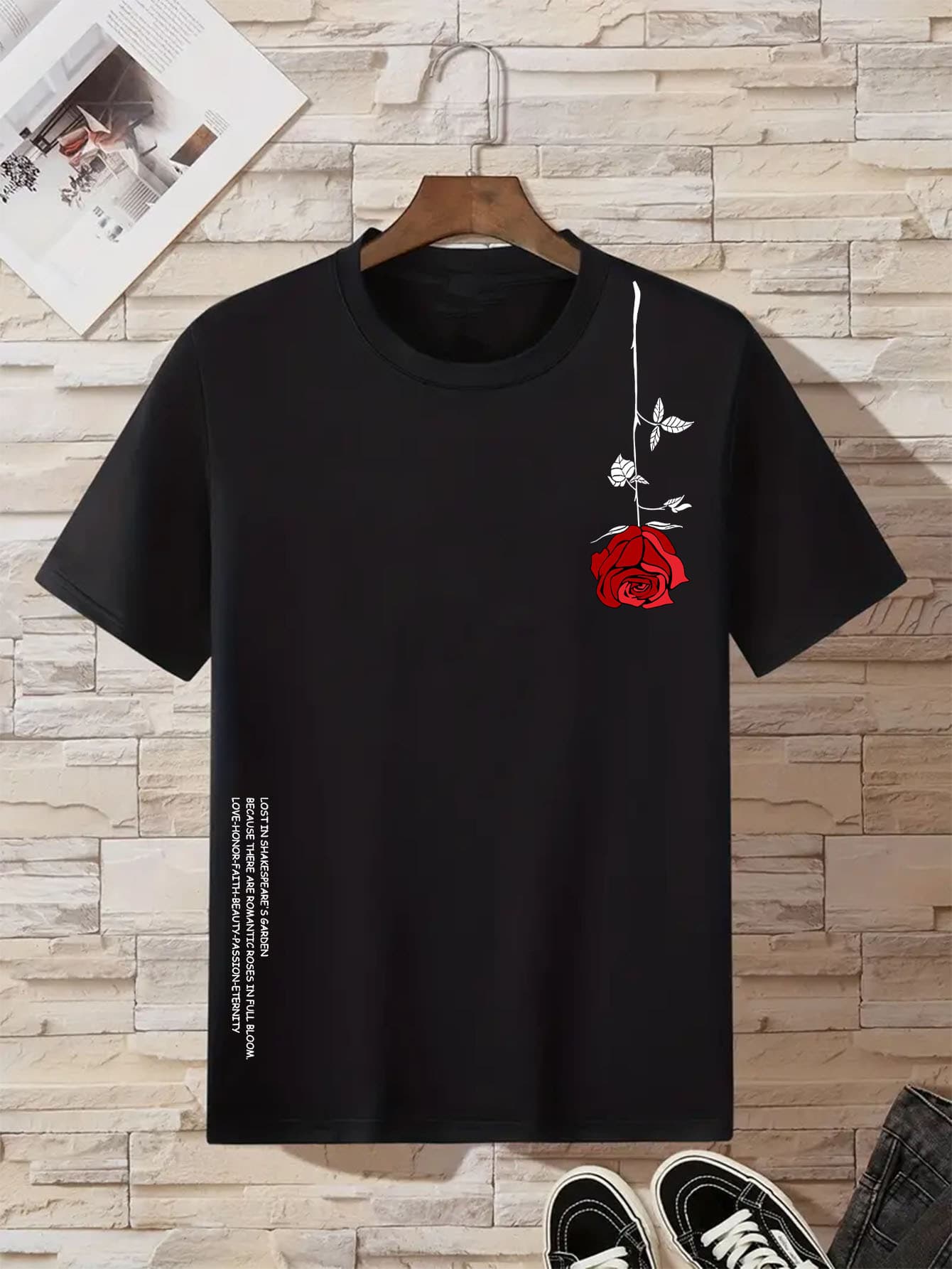 Camiseta retro con estampa de rosa invertida