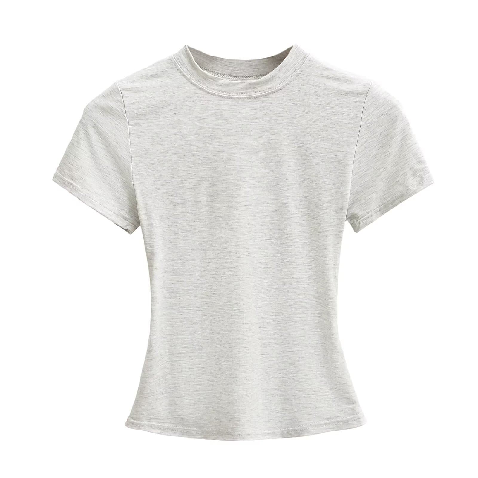 Camiseta de algodón ajustada con cuello redondo