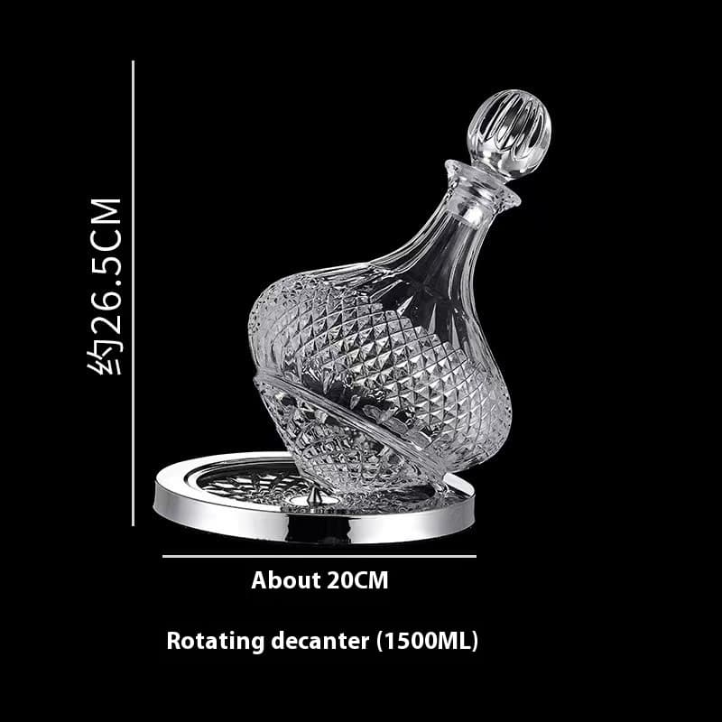 Decantador de vino rotatorio con cristal y diseño dorado