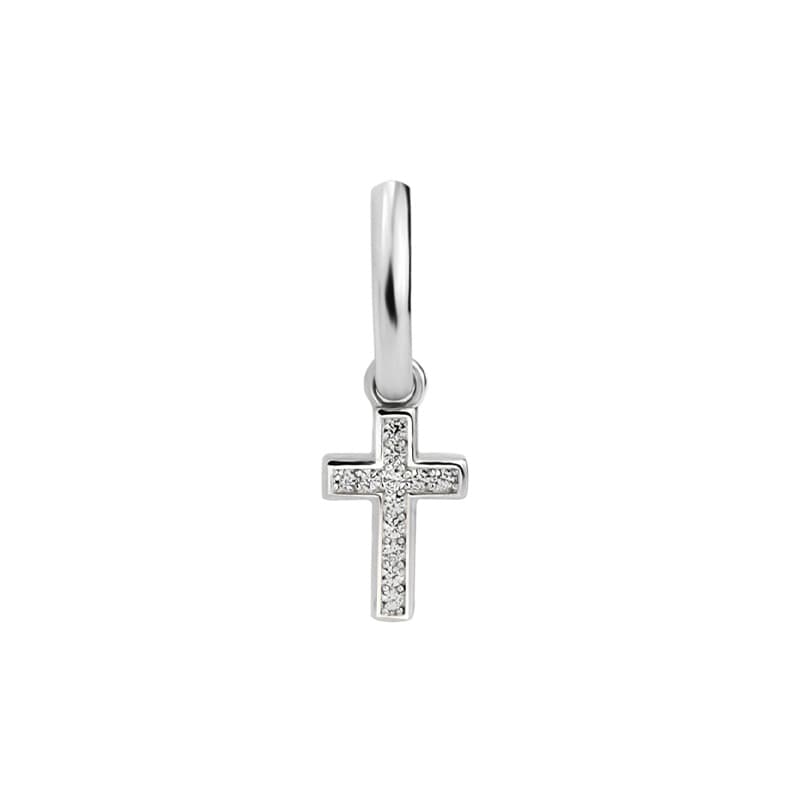 Aros de plata con cruz y circonitas