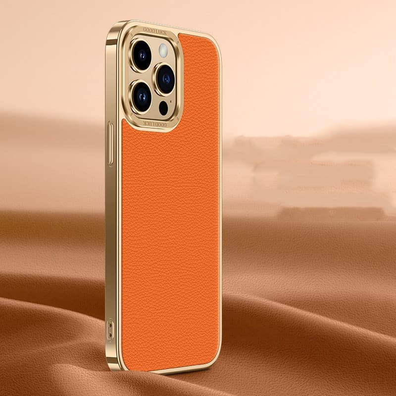 Funda de cuero genuino para iPhone con bordes suaves